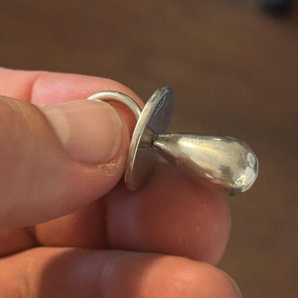 Sterling silver estate baby Binki rattle sucker pop pendant charm 1 3/8” - Picture 8 of 8